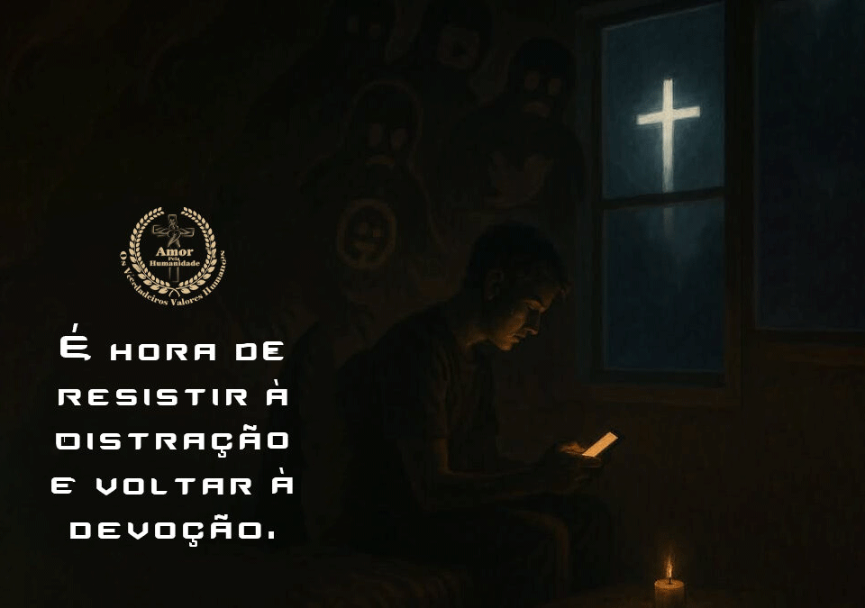 Um jovem intertido no celular, dentro de um quarto escuro, enquanto sombras o cercam.